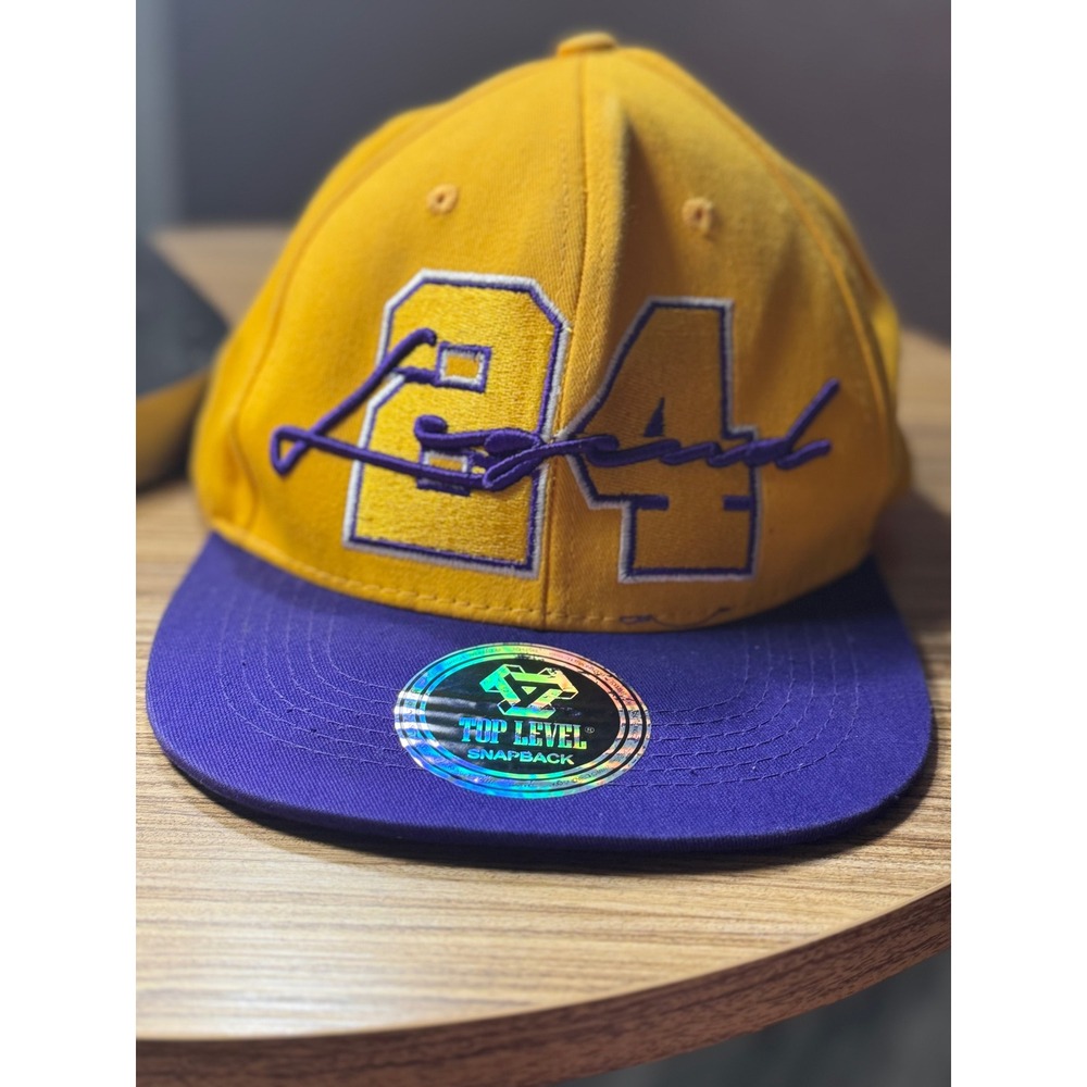 Top Level 24 Legend Snapback Hat Yellow Purple Los Angeles Basketball Cap OSFM